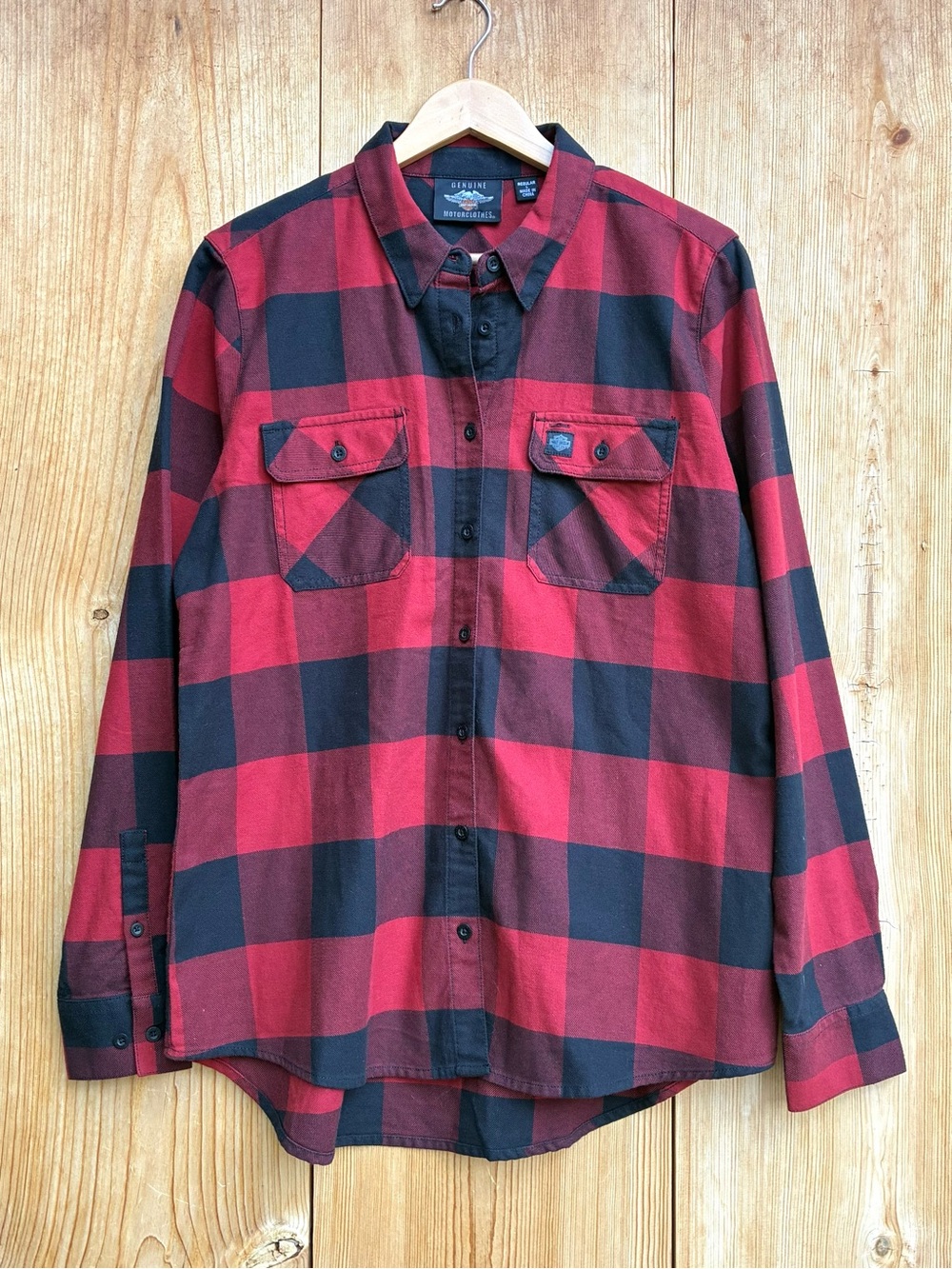 Harley-Davidson Women’s Buffalo Plaid Flannel Long Sleeve Shirt Sz Large